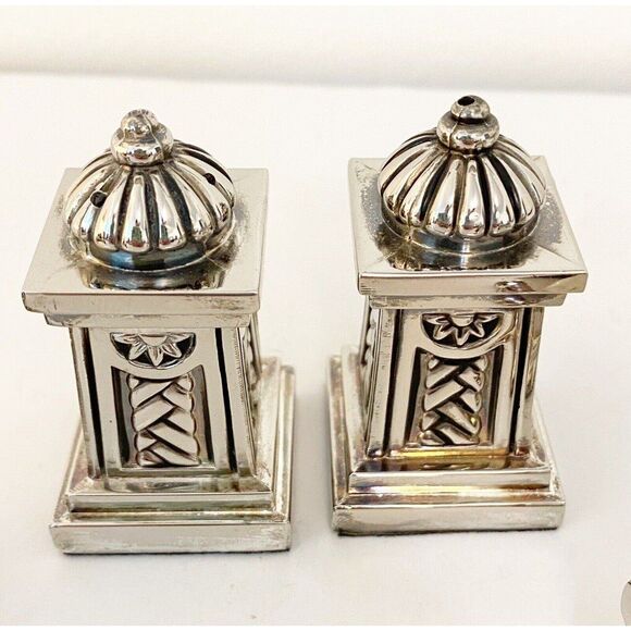 Silver Plated Salt And Pepper Shakers Set Of 3 - Picture 3 of 7